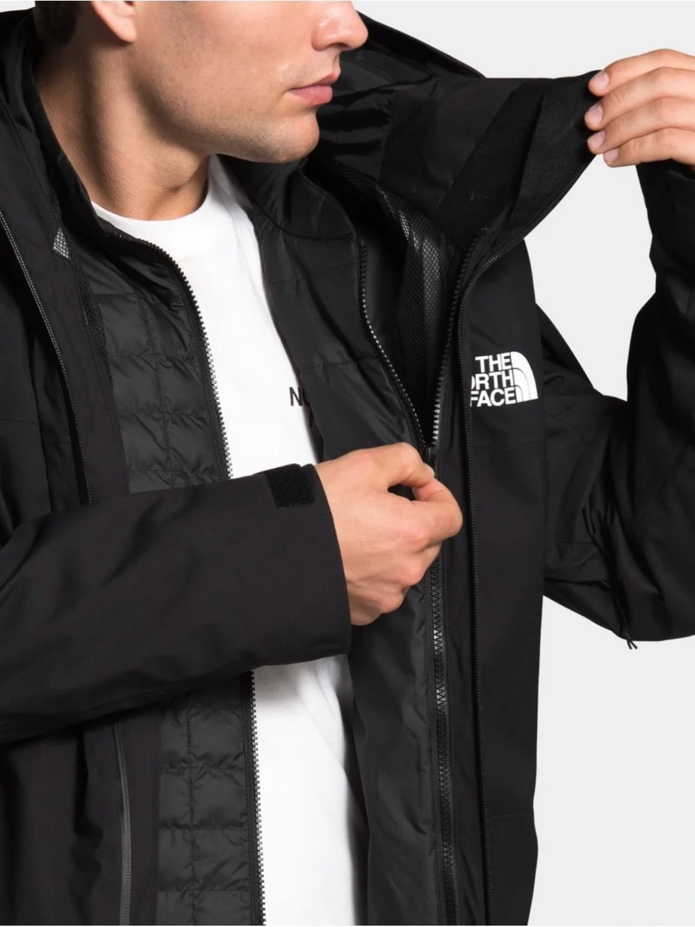 The North Face Black Waterproof Hooded triclimate jacket- 3 in 1 zip out puffer